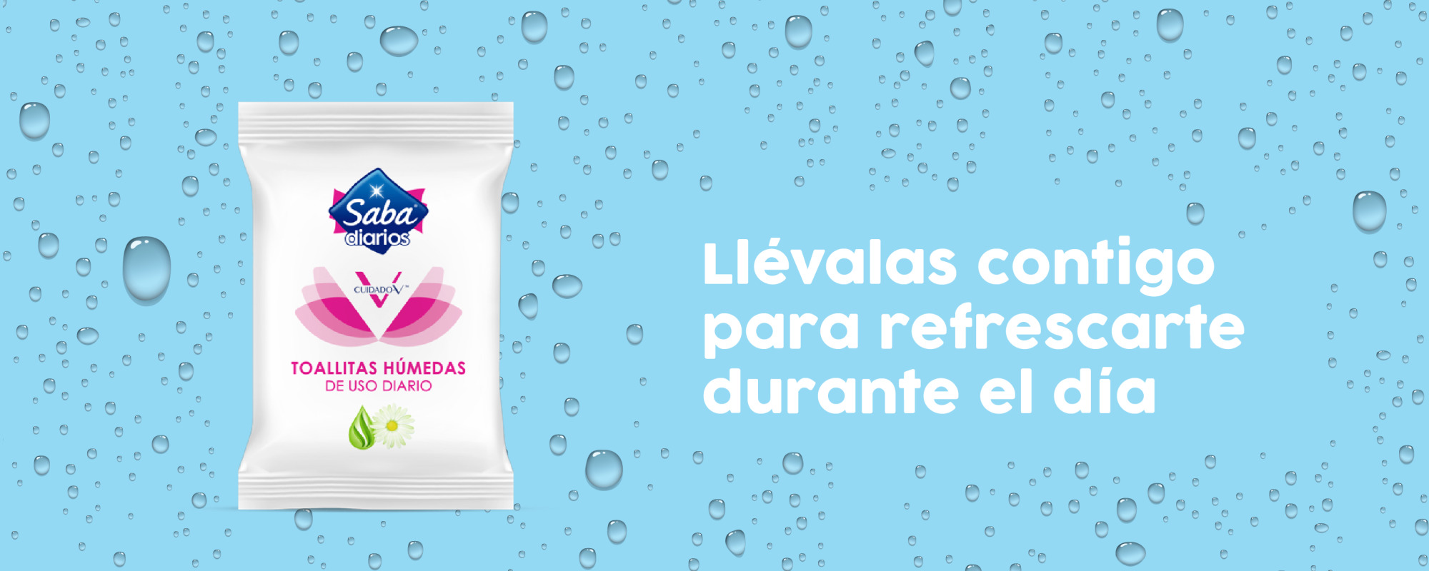 imagen de las toallitas húmedas Saba sobre un fondo celeste - Saba